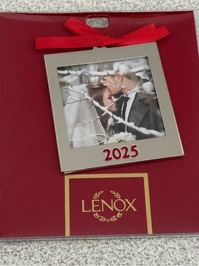 Lenox Red and Silver 2025 Holiday Picture Frame Ornament